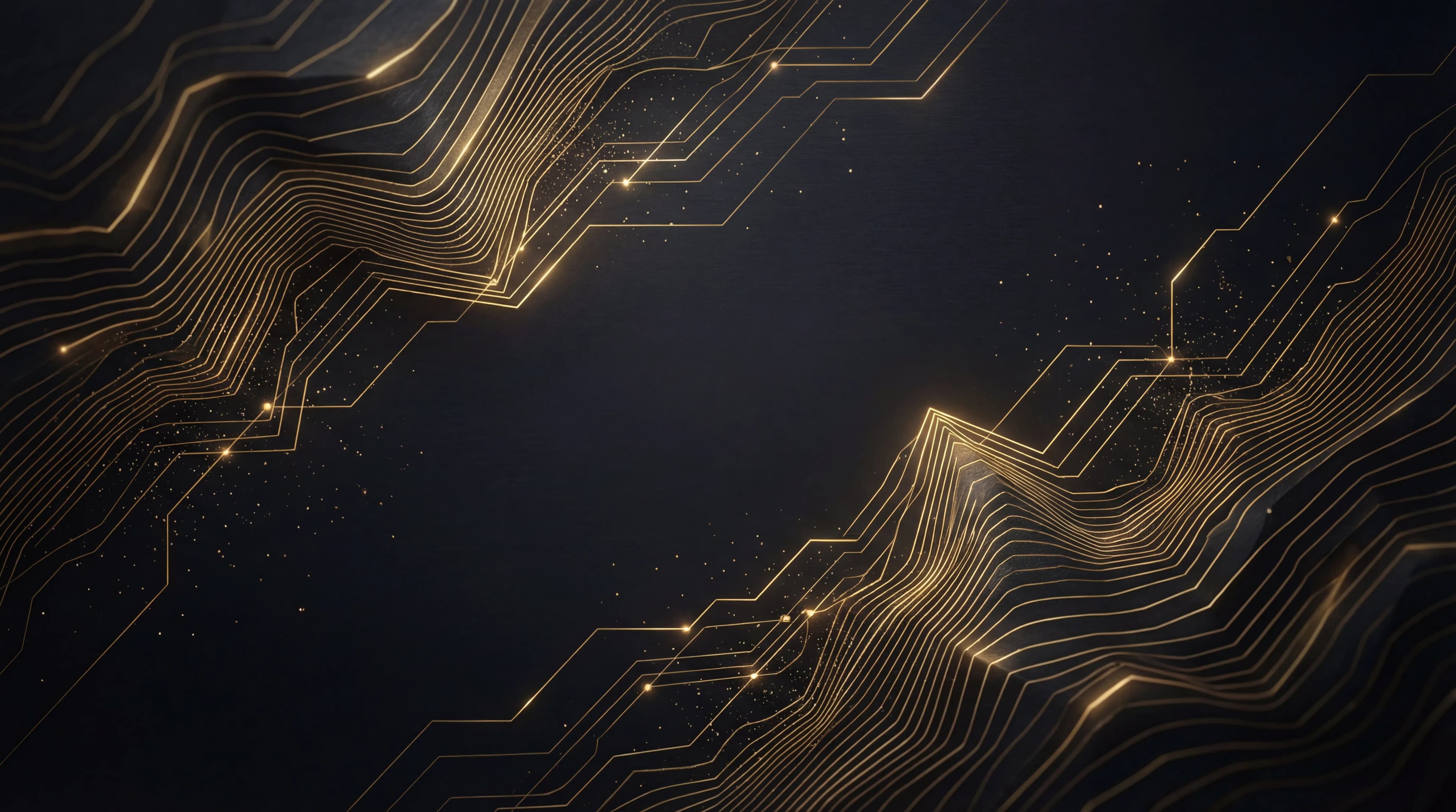 Abstract gold wireframe data terrain
